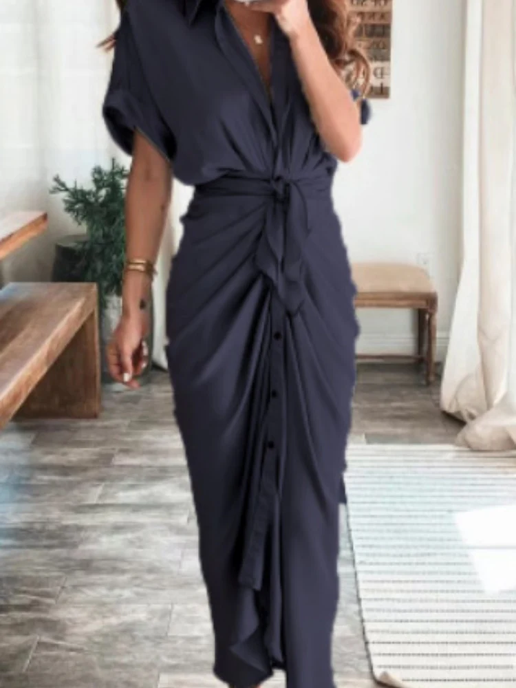 New In Dress Women Clothing for Summer Printed Waist Tie-up Shirt Sexy Long Formal Occasion Dresses for Women 2023 Evening Dress - Image 9