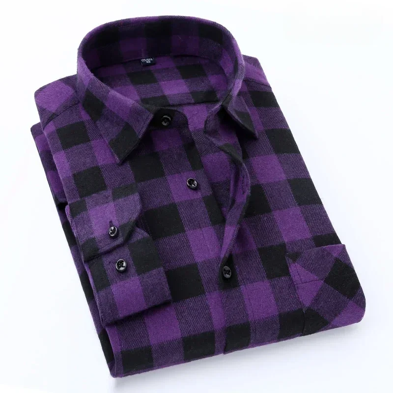 New in shirt fashion korean popular 40%cotton long-sleeve shirts for men slim fit plain shirt streetwear Casual plaid clothes - Image 13