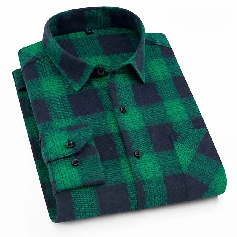 New in shirt fashion korean popular 40%cotton long-sleeve shirts for men slim fit plain shirt streetwear Casual plaid clothes - Image 2