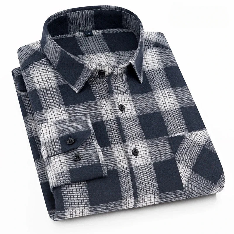 New in shirt fashion korean popular 40%cotton long-sleeve shirts for men slim fit plain shirt streetwear Casual plaid clothes - Image 3