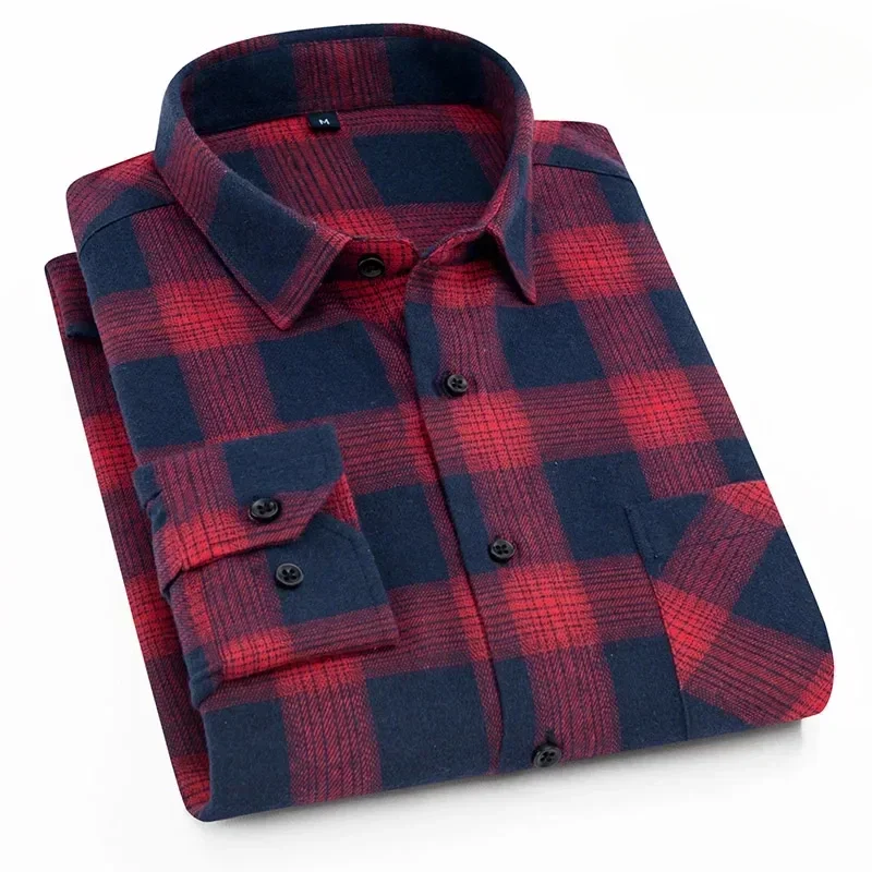 New in shirt fashion korean popular 40%cotton long-sleeve shirts for men slim fit plain shirt streetwear Casual plaid clothes - Image 4