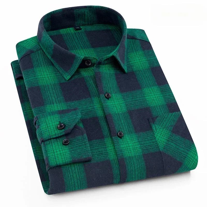 New in shirt fashion korean popular 40%cotton long-sleeve shirts for men slim fit plain shirt streetwear Casual plaid clothes - Image 7