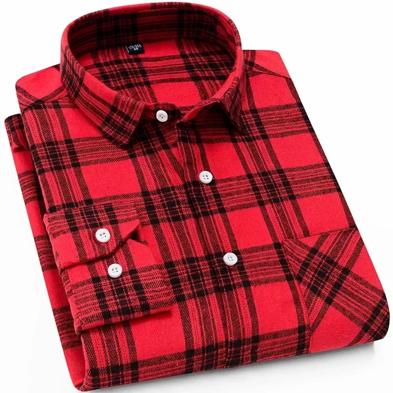 New in shirt fashion korean popular 40%cotton long-sleeve shirts for men slim fit plain shirt streetwear Casual plaid clothes - Image 8