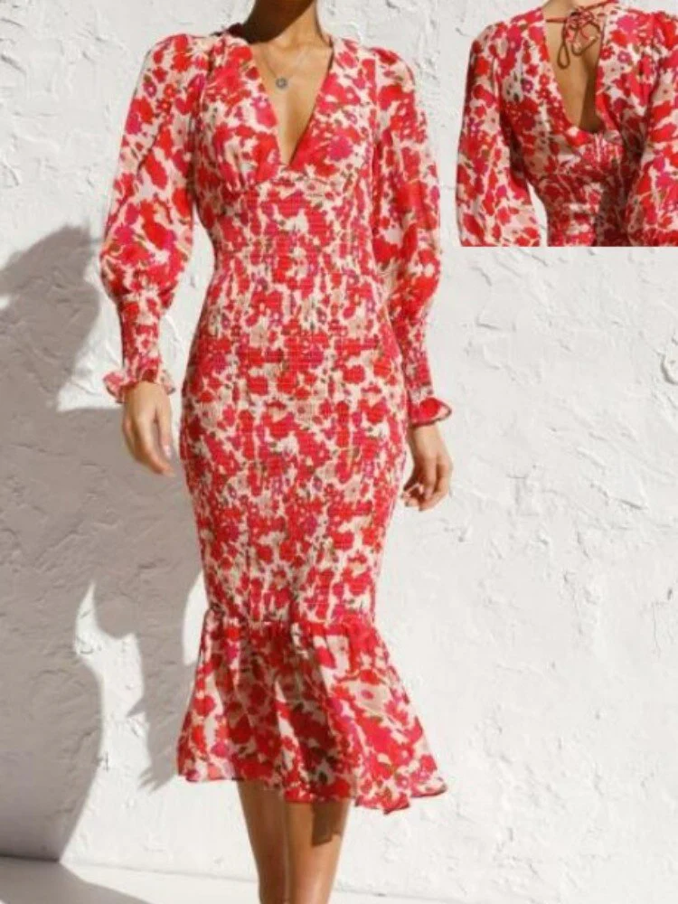 New In Summer Women's Dress Lantern Sleeve Printed Evening Women Dress Elegant Party Long Formal Occasion Dresses for Women 2023 - Image 10