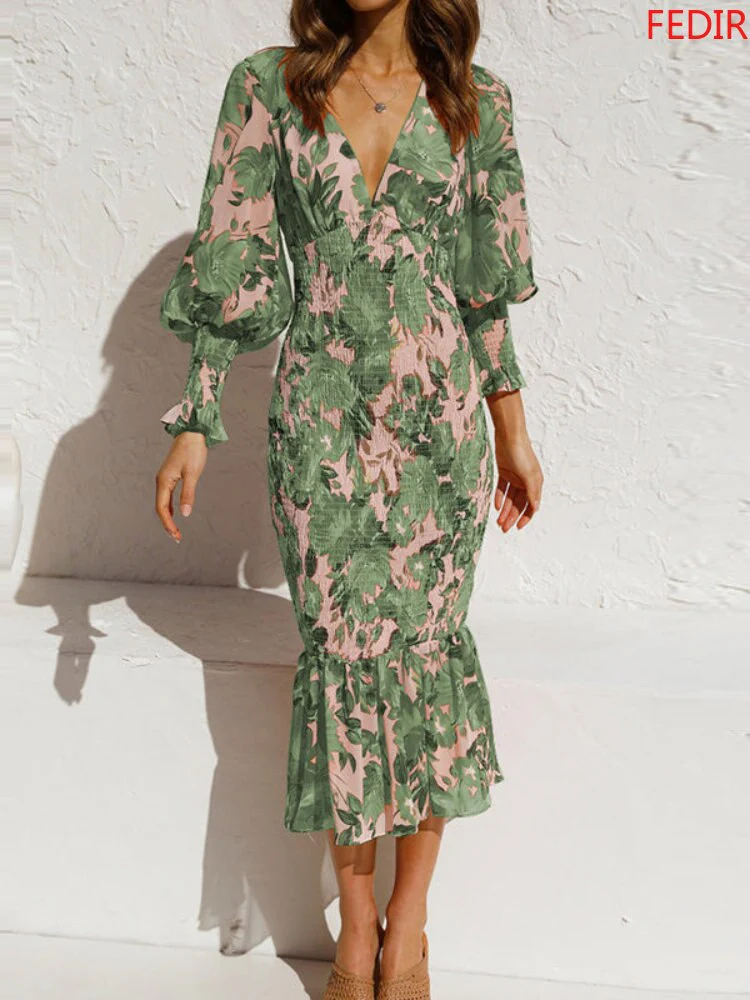 New In Summer Women's Dress Lantern Sleeve Printed Evening Women Dress Elegant Party Long Formal Occasion Dresses for Women 2023 - Image 15