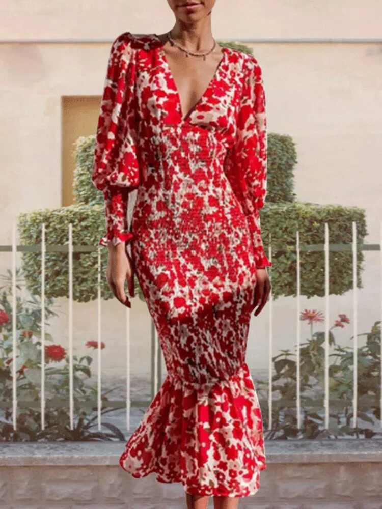 New In Summer Women's Dress Lantern Sleeve Printed Evening Women Dress Elegant Party Long Formal Occasion Dresses for Women 2023 - Image 6