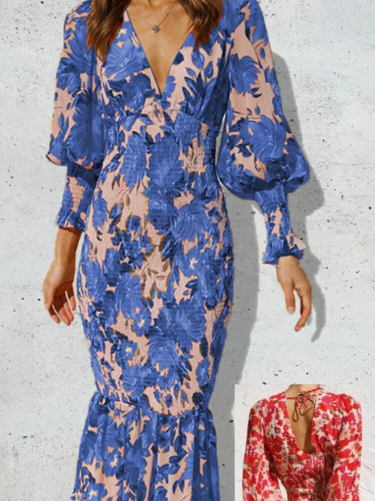 New In Summer Women's Dress Lantern Sleeve Printed Evening Women Dress Elegant Party Long Formal Occasion Dresses for Women 2023 - Image 9