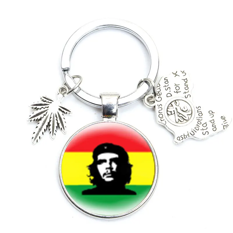 New Jamaica Singer Bob Marley Hip Hop Keychain Reggae Music Song One Love Harajuku Glass Dome Key Ring Jewelry Fans Souvenirs - Image 5