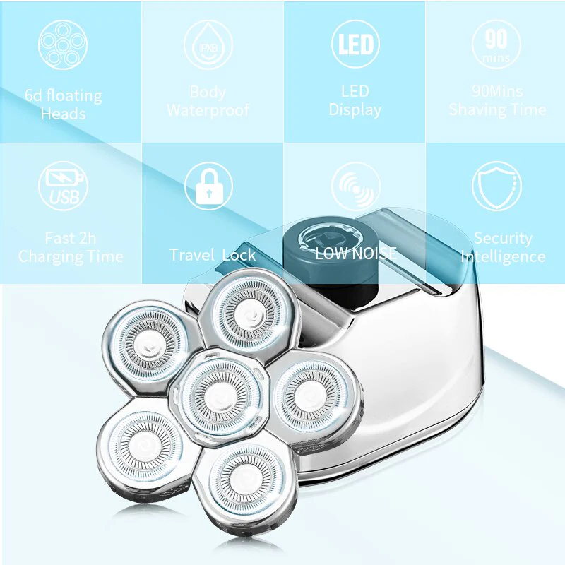 New LCD Dsplay Wet Dry Men Electric Shaver Hair Trimmer Beard Electric Razor Rechargeable Facial Body Blade Shaving Machine Set - Image 6