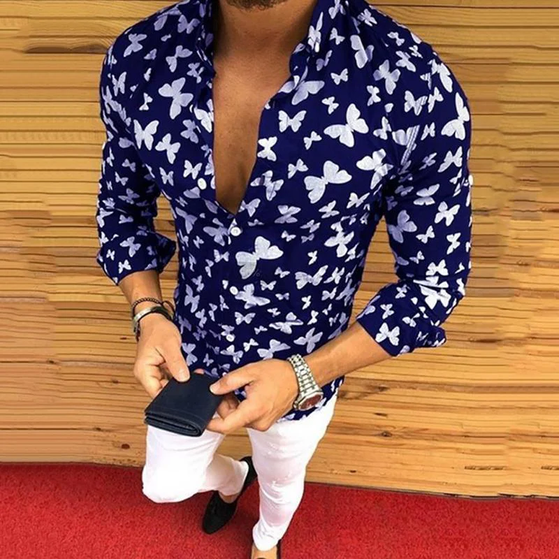 New Men's Fashion Casual Printed Shirts Slim Fit Male Social Business Dress Long Sleeved Tops Blouse Botton Autumn Clothing 2021 - Image 4