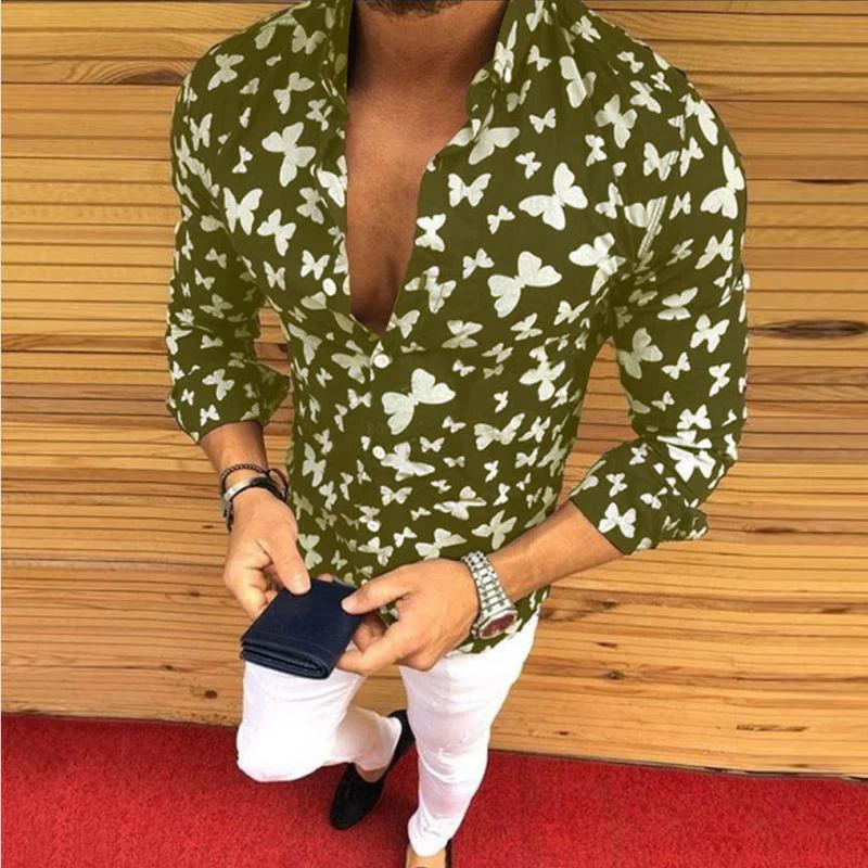 New Men's Fashion Casual Printed Shirts Slim Fit Male Social Business Dress Long Sleeved Tops Blouse Botton Autumn Clothing 2021 - Image 5