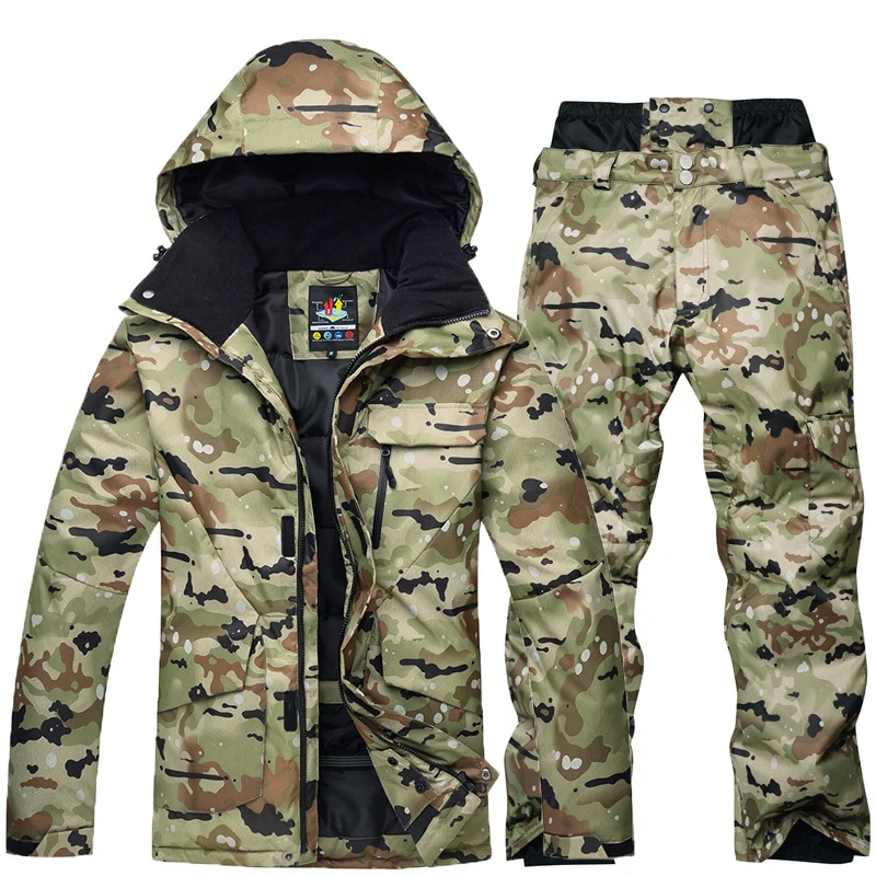 New Mens Camouflage Ski Suit Waterproof Breathable Snowboard Jacket Winter Snow Pants Suits Male Skiing and Snowboarding Sets - Image 2