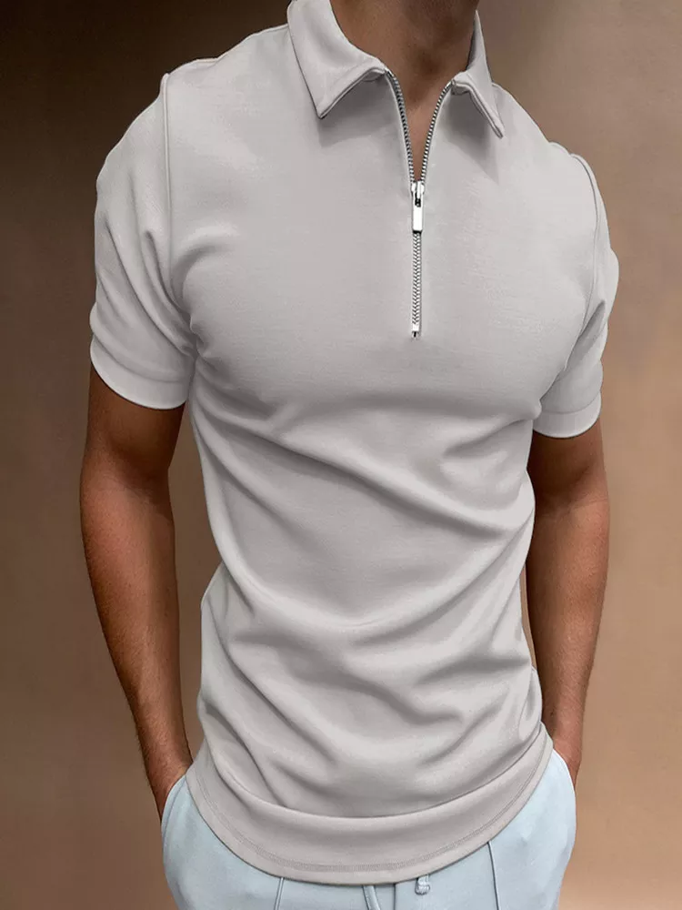 NEW Men's Solid Color Polo Shirt Short Sleeve Turn-Down Collar Zipper Polo Shirt&for Men Casual Streetwear 2022 Summer Male Tops - Image 10