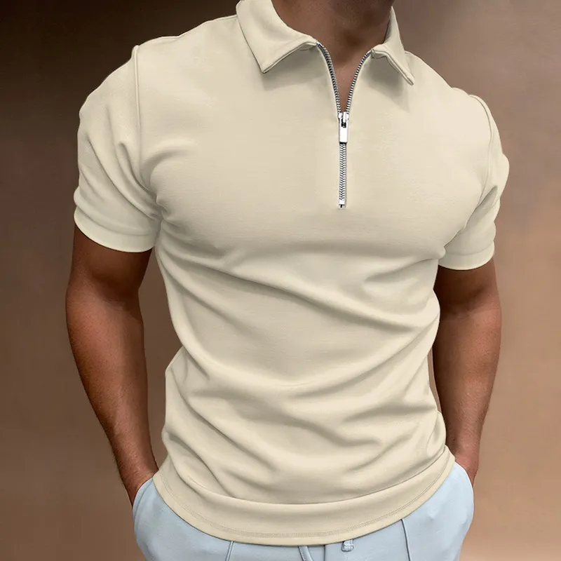 NEW Men's Solid Color Polo Shirt Short Sleeve Turn-Down Collar Zipper Polo Shirt&for Men Casual Streetwear 2022 Summer Male Tops - Image 14