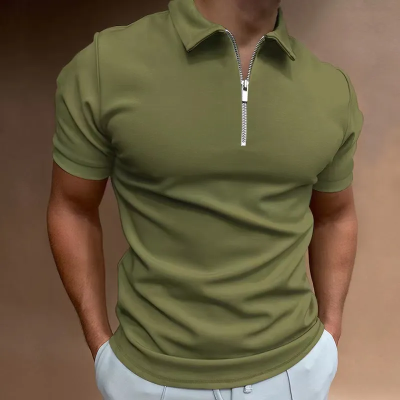 NEW Men's Solid Color Polo Shirt Short Sleeve Turn-Down Collar Zipper Polo Shirt&for Men Casual Streetwear 2022 Summer Male Tops - Image 16