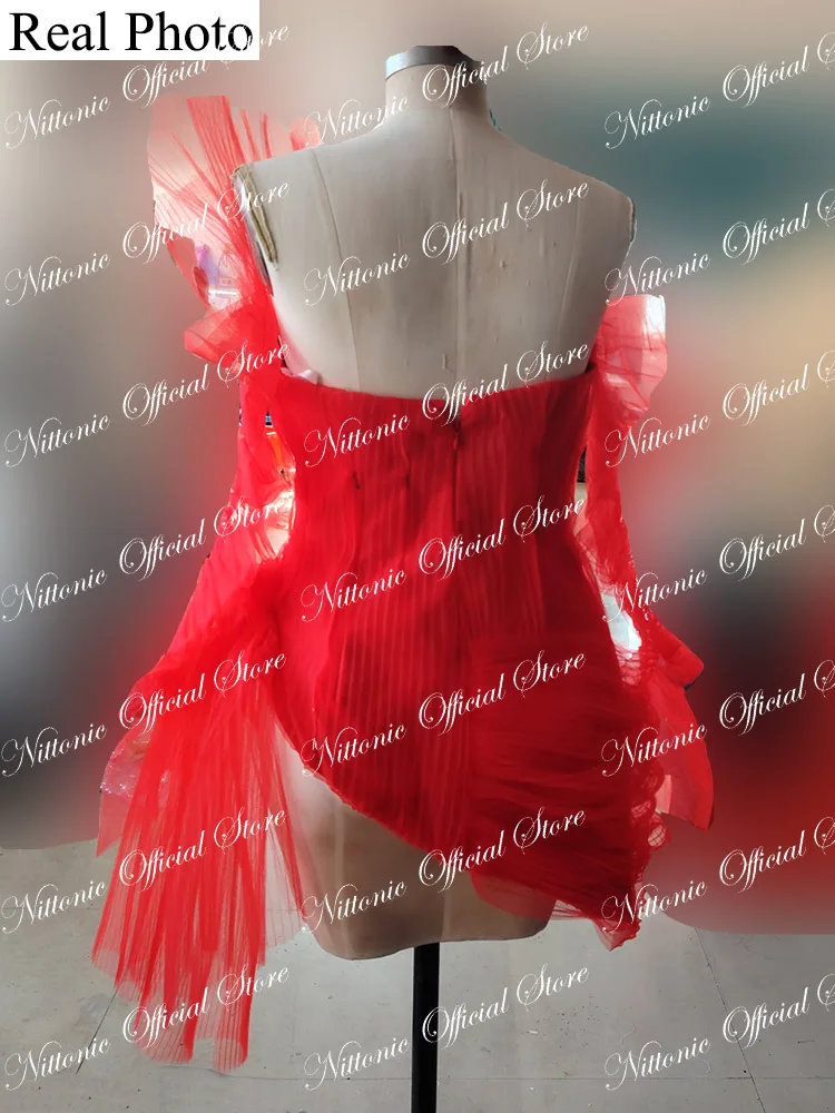 New Mini Red Cocktail Homecoming Dresses for Women Tulle Sleeveless Above Knee Prom Party Elegantes Para Mujer Vestidos 2023 - Image 4