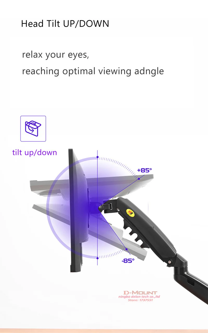 NEW NB F80 Desktop17-27" LCD LED Monitor Holder Arm Gas Spring Full Motion Gas Strut Flexi TV Mount Loading 2-9kgs - Image 3