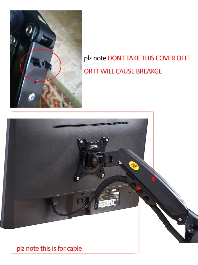 NEW NB F80 Desktop17-27" LCD LED Monitor Holder Arm Gas Spring Full Motion Gas Strut Flexi TV Mount Loading 2-9kgs - Image 5