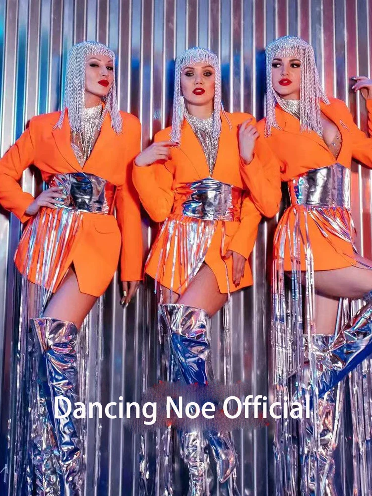 New Orange Kpop Outfits Women Gogo Dancers Costumes Female Singer Nightclub Bar Dj Ds Performance Stage Festival Wear DN14379 - Image 2