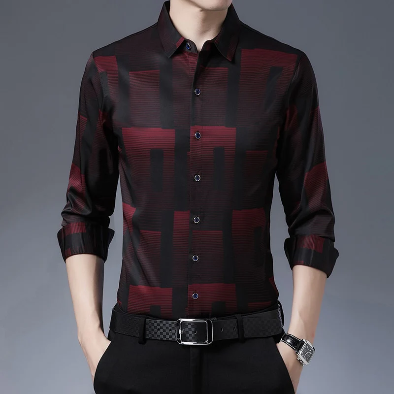 New Original Men Shirts Silk Cotton Spring Autumn Long Sleeve Shirt - Image 2