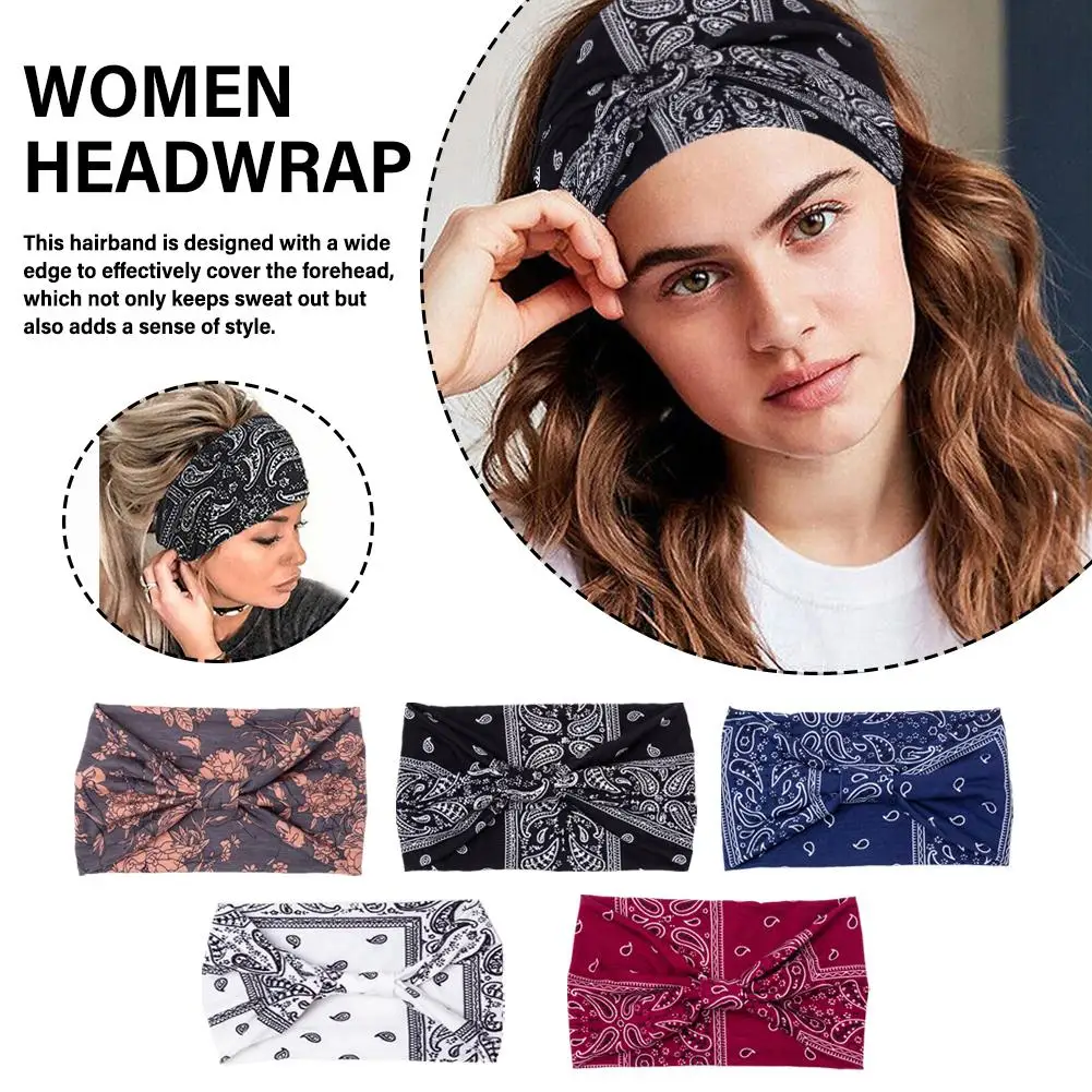 New Print Wide Headwrap Headbands Elastic Hair Bands Yoga Headband Fashion Turban Makeup Hair Hoop Vintag Headwrap Hair Accessor - Image 2