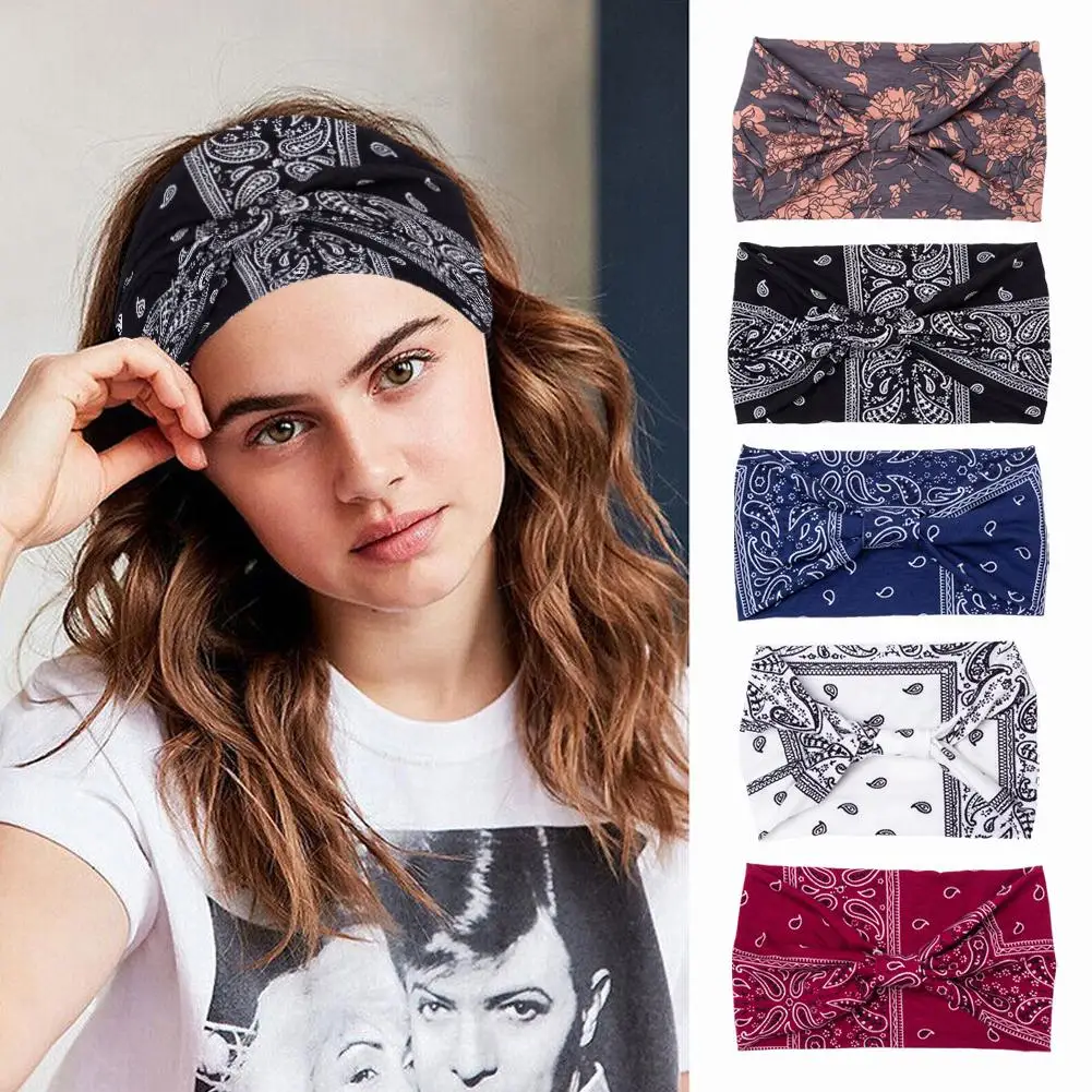 New Print Wide Headwrap Headbands Elastic Hair Bands Yoga Headband Fashion Turban Makeup Hair Hoop Vintag Headwrap Hair Accessor - Image 3