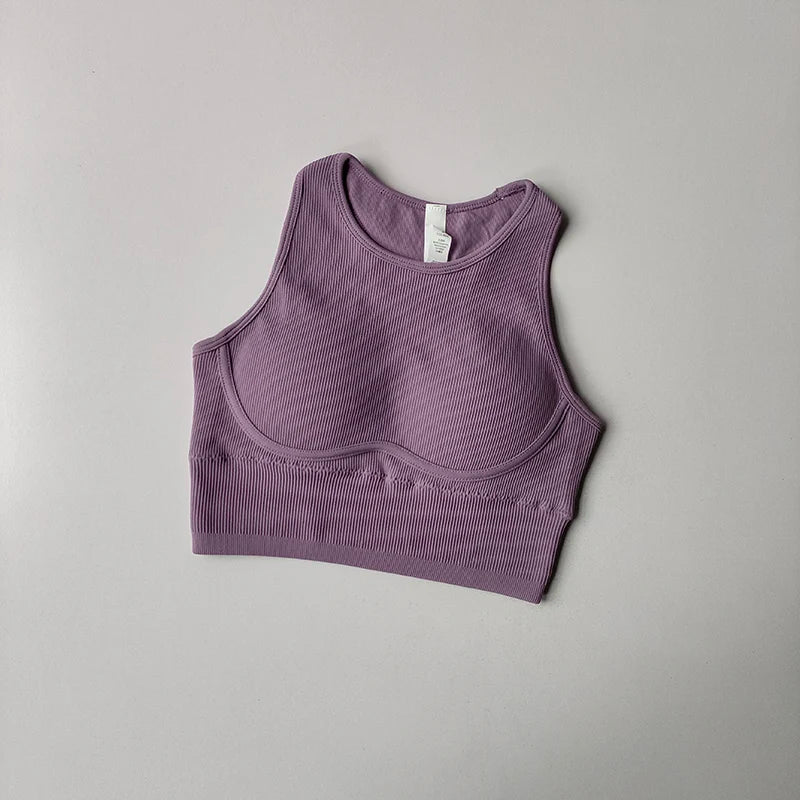 New Running Fitness Sports Vest Integrated Women's High-strength Thread Hollow Beautiful Back Shockproof Tight Yoga Bra Clothing - Image 8