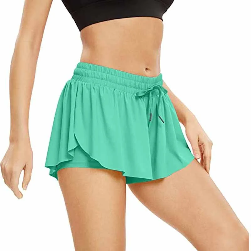 New skorts for women Spring/summer 2023 Fashion Women's Sports Running with Pocket Drawstring Plastic Waist Soft Skirt Pants - Image 3