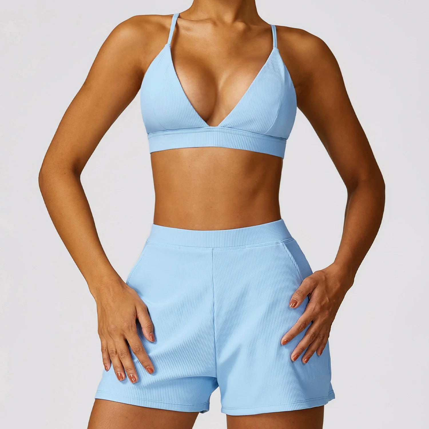 New Spring Quick-Drying Tight Beauty Back Yoga Clothes Thread Fitness Vest Suit Blazer Suit Two-piece Set - Image 11