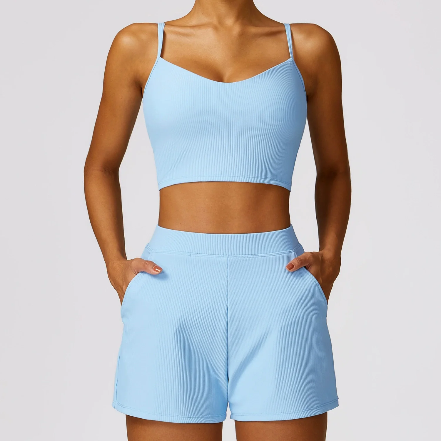 New Spring Quick-Drying Tight Beauty Back Yoga Clothes Thread Fitness Vest Suit Blazer Suit Two-piece Set - Image 16