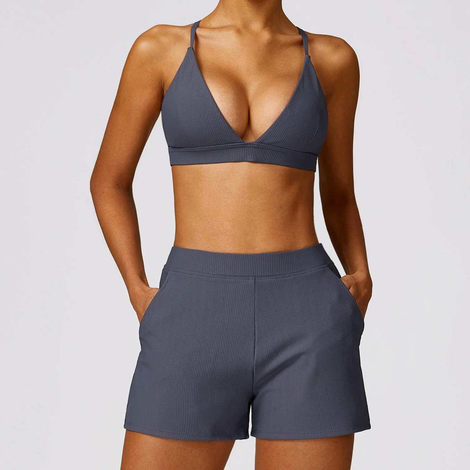 New Spring Quick-Drying Tight Beauty Back Yoga Clothes Thread Fitness Vest Suit Blazer Suit Two-piece Set - Image 6