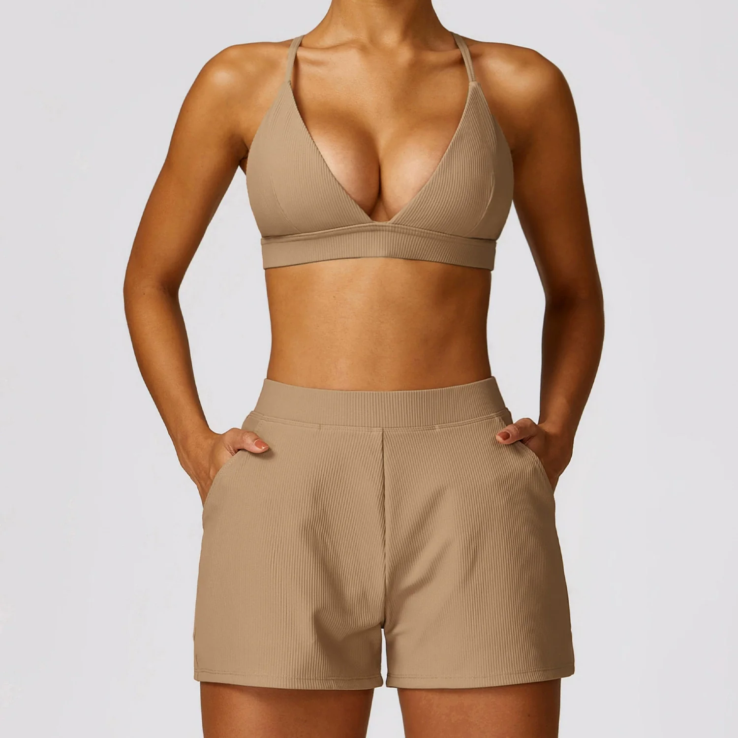New Spring Quick-Drying Tight Beauty Back Yoga Clothes Thread Fitness Vest Suit Blazer Suit Two-piece Set - Image 9