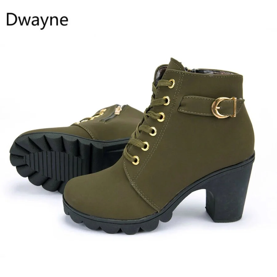 New spring Winter Women Pumps Boots High Quality Lace-up European Ladies shoes PU high heels Boots Fast delivery rtg67 - Image 2