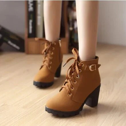 New spring Winter Women Pumps Boots High Quality Lace-up European Ladies shoes PU high heels Boots Fast delivery rtg67 - Image 9