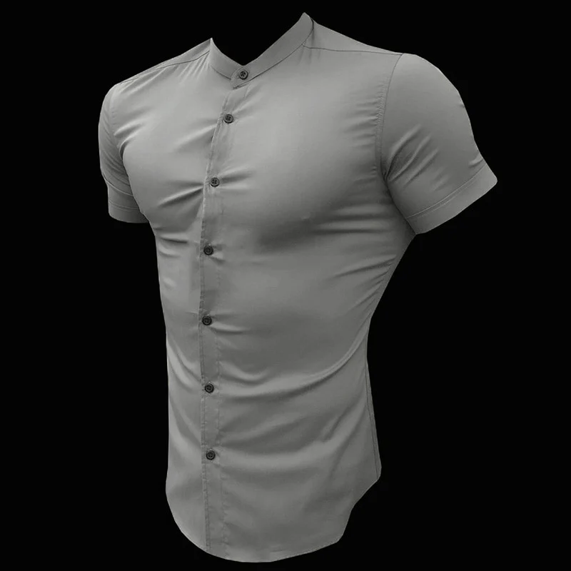 New Summer Men Fashion Short Sleeve Solid Shirt Slim Fit Male Social Business Dress - Image 10