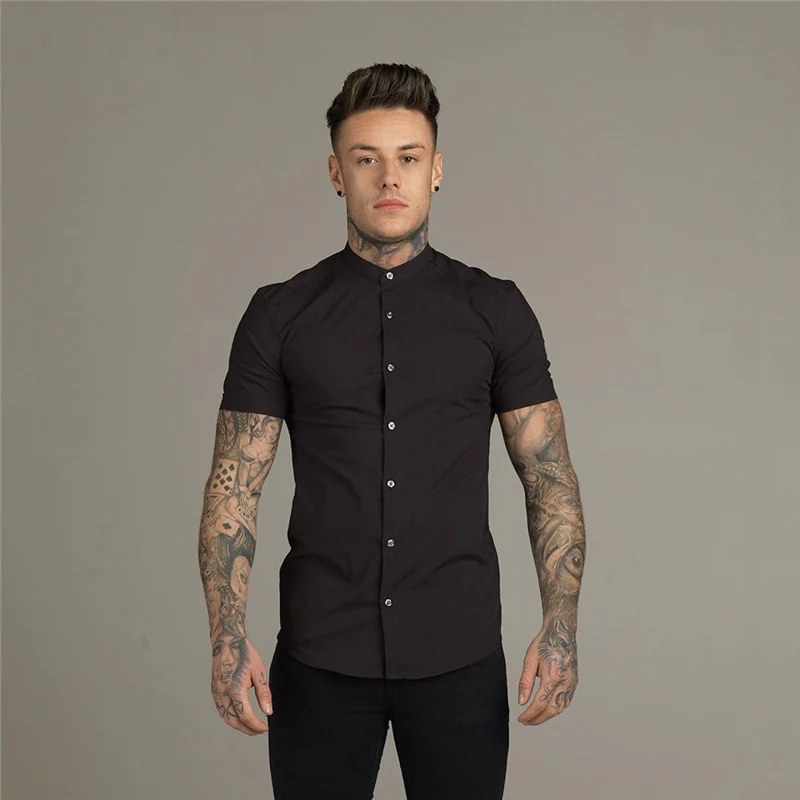 New Summer Men Fashion Short Sleeve Solid Shirt Slim Fit Male Social Business Dress - Image 13