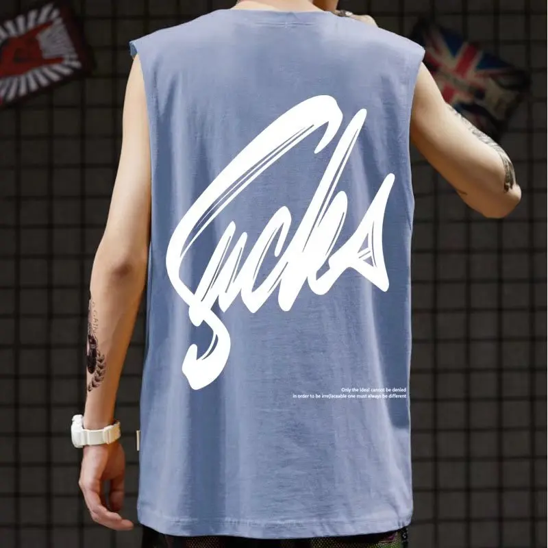New Summer Men's Tank Tops Fashion Print Round Collar Sleeveless Vest Men Casual Men Clothing Fitness Loose Workout Tank Tops - Image 3