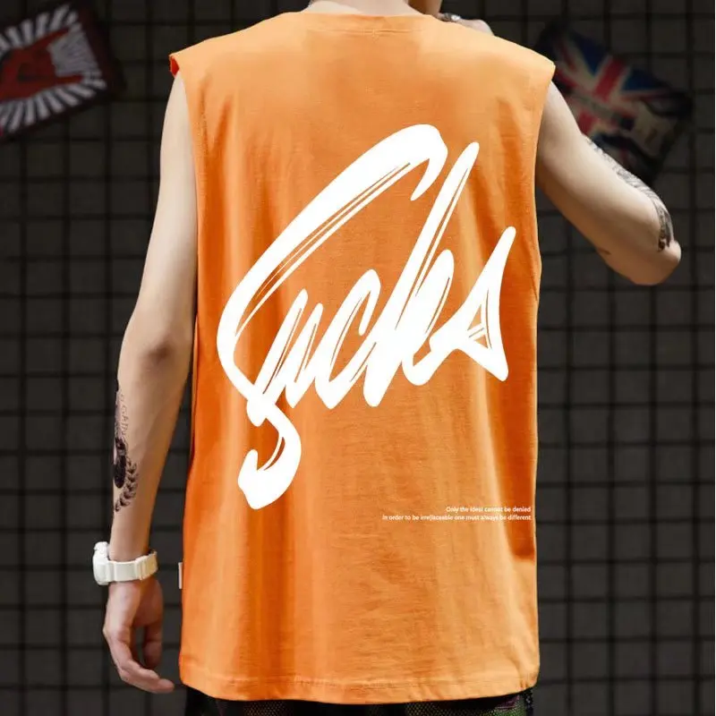 New Summer Men's Tank Tops Fashion Print Round Collar Sleeveless Vest Men Casual Men Clothing Fitness Loose Workout Tank Tops - Image 5