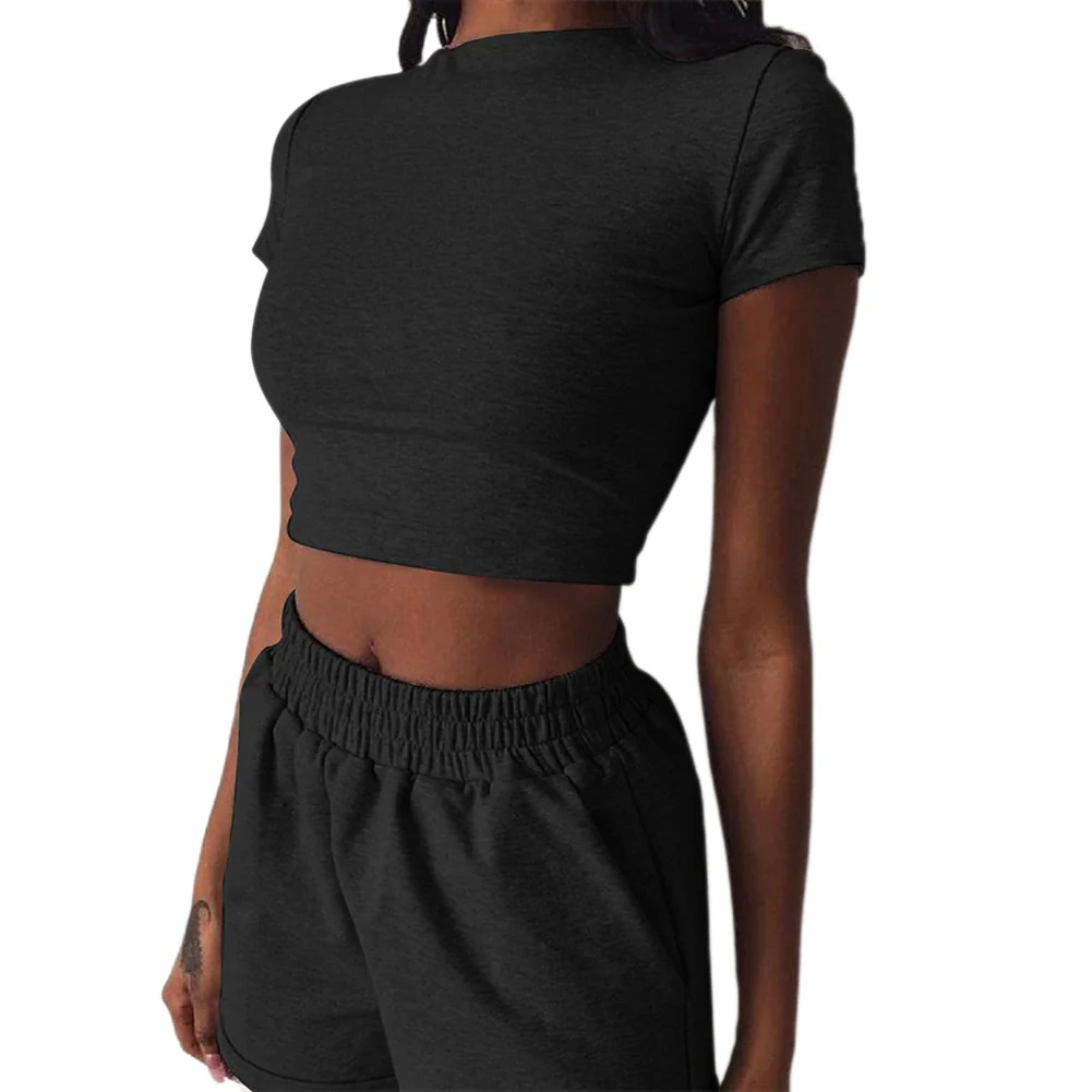 New Summer Women Short T-Shirts Casual Two Piece Clothing Tracksuit Pockets Loose Tops Shorts Set Female O-Neck Casual Sets - Image 2