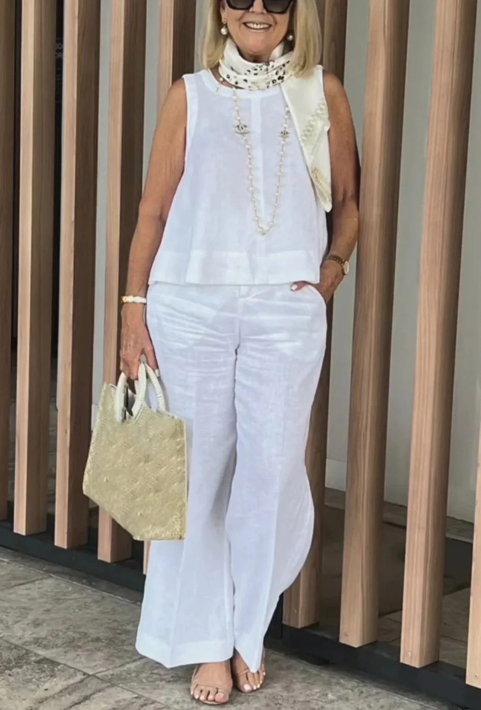New Summer Women's Suit Sleeveless Top Wide Leg Trousers Two Piece Set Fashion Casual Solid Holiday 2 Piece Set Women Clothes - Image 12