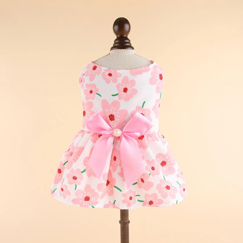 New Sweet Dog Pet Clothes Summer New Floral Flying Sleeve Short Skirt Schnauzer Dog Cat Thin Non-woven Sunflower Vest Clothes - Image 10