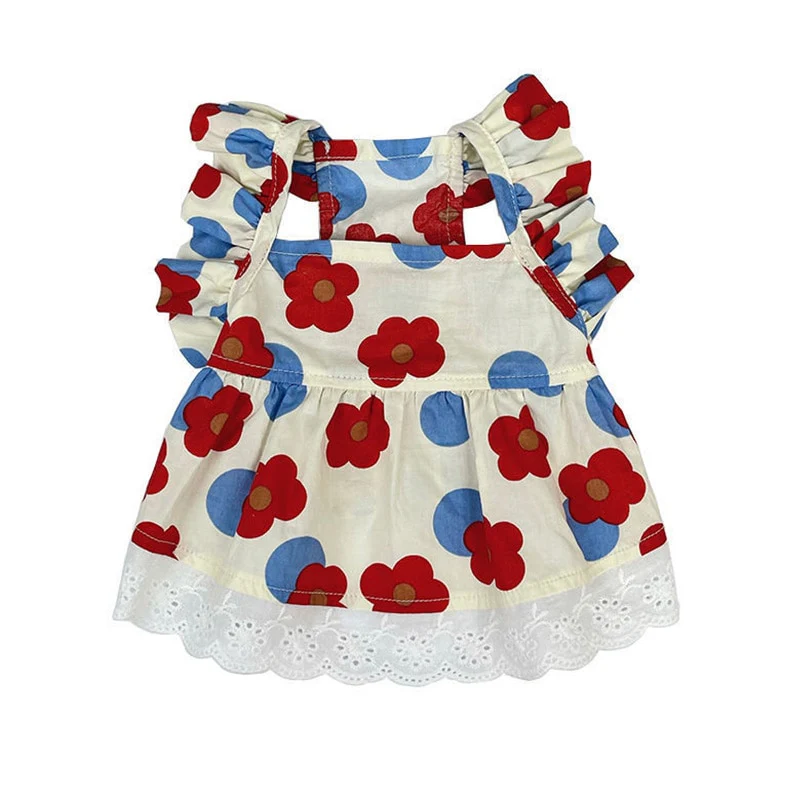 New Sweet Dog Pet Clothes Summer New Floral Flying Sleeve Short Skirt Schnauzer Dog Cat Thin Non-woven Sunflower Vest Clothes - Image 11
