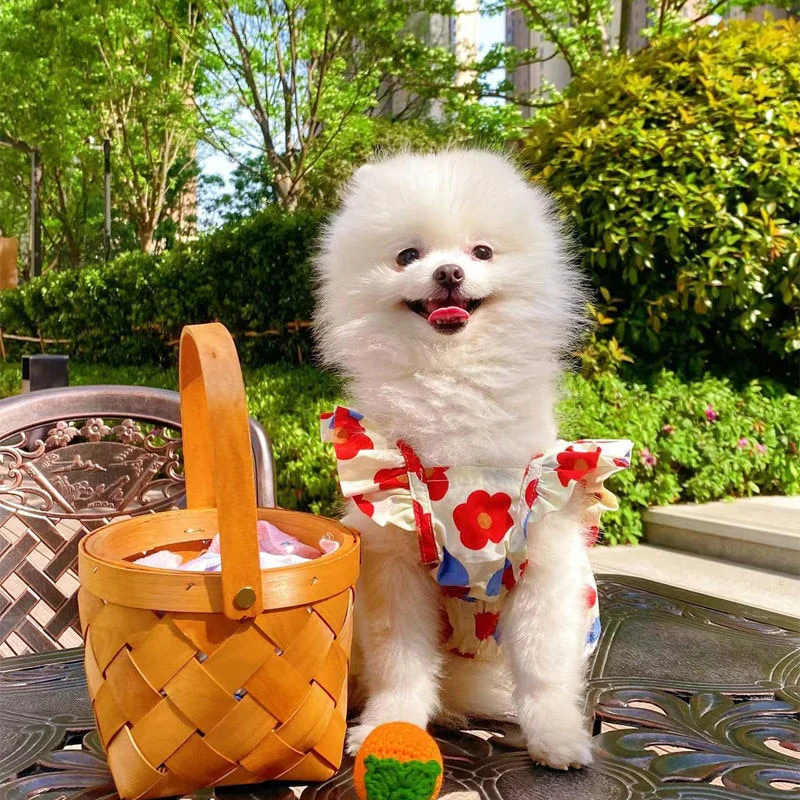 New Sweet Dog Pet Clothes Summer New Floral Flying Sleeve Short Skirt Schnauzer Dog Cat Thin Non-woven Sunflower Vest Clothes - Image 15