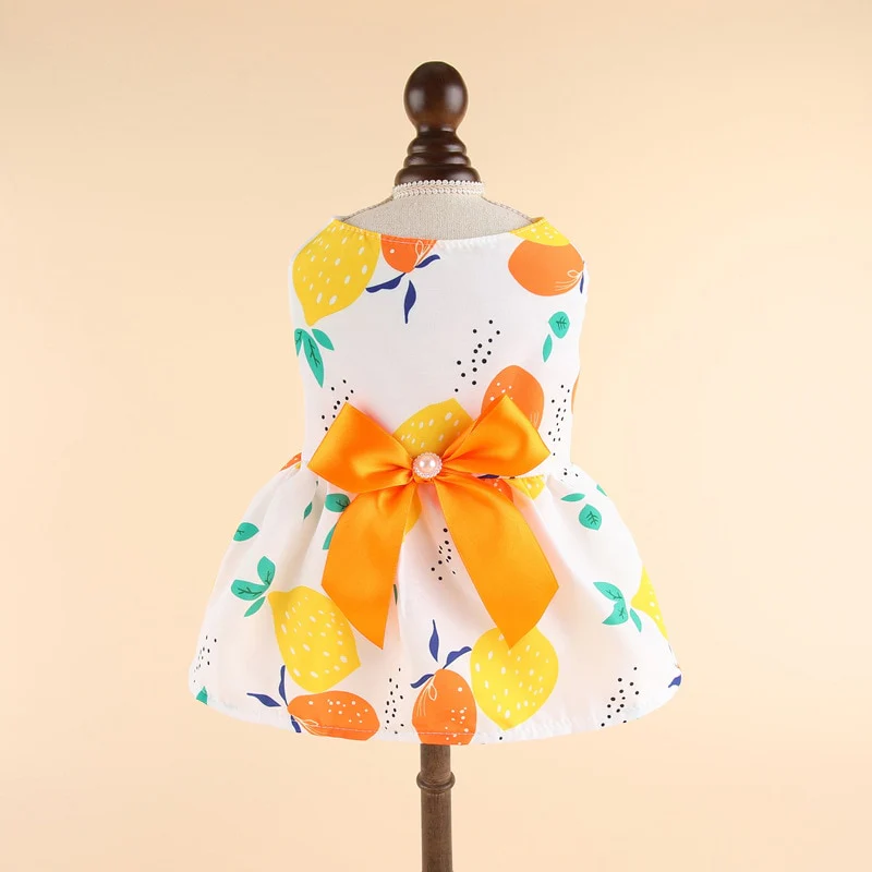 New Sweet Dog Pet Clothes Summer New Floral Flying Sleeve Short Skirt Schnauzer Dog Cat Thin Non-woven Sunflower Vest Clothes - Image 2