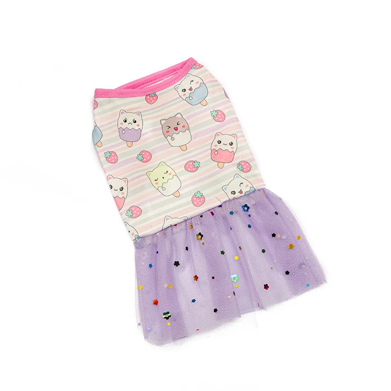 New Sweet Dog Pet Clothes Summer New Floral Flying Sleeve Short Skirt Schnauzer Dog Cat Thin Non-woven Sunflower Vest Clothes - Image 7