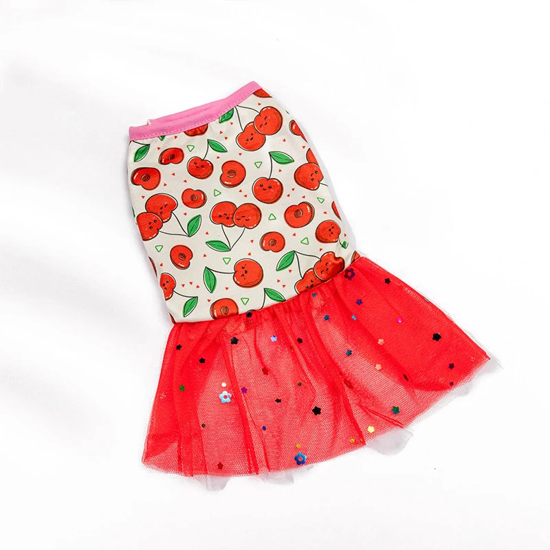 New Sweet Dog Pet Clothes Summer New Floral Flying Sleeve Short Skirt Schnauzer Dog Cat Thin Non-woven Sunflower Vest Clothes - Image 9