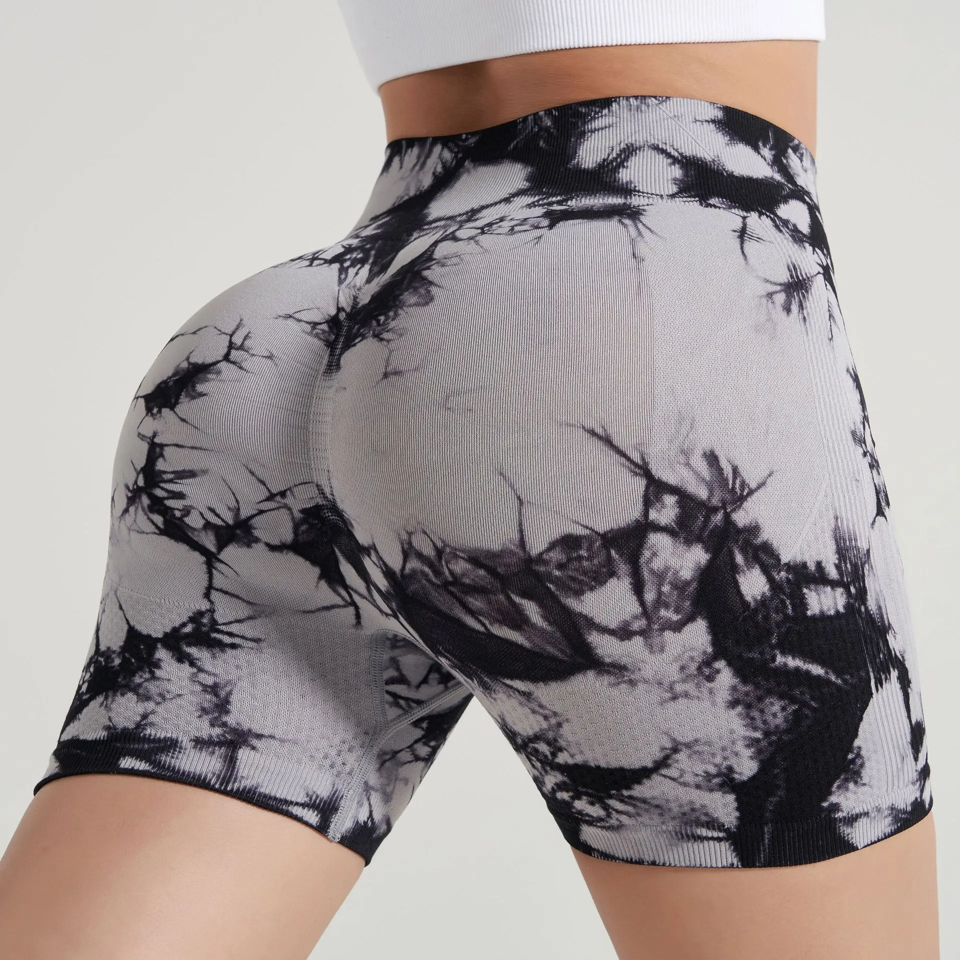 New Tie Dye Yoga Shorts Women's Sports Outdoor Running Yoga Fitness Pants Comfortable High Waist Elastic Tight Yoga Pants - Image 7