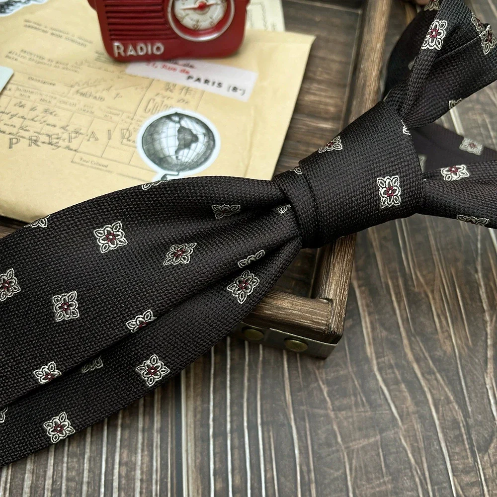 New Trendy Navy Brown Neckties For Men 7cm Formal Business Silk Neck Tie Shirt Suit Cravat Tuxedo Wedding Party Daily Wear Gifts - Image 10