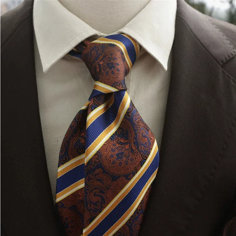 New Trendy Navy Brown Neckties For Men 7cm Formal Business Silk Neck Tie Shirt Suit Cravat Tuxedo Wedding Party Daily Wear Gifts - Image 13
