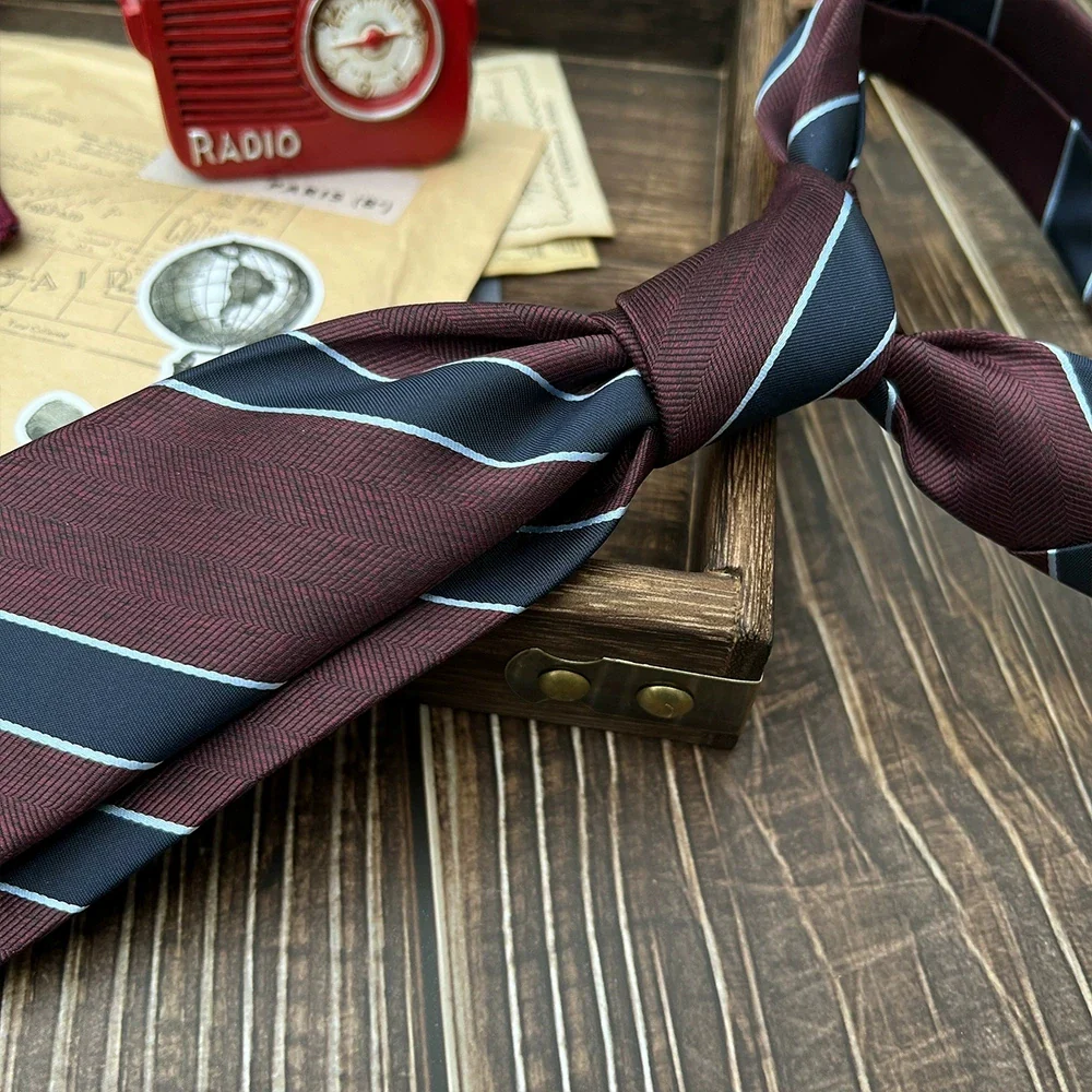 New Trendy Navy Brown Neckties For Men 7cm Formal Business Silk Neck Tie Shirt Suit Cravat Tuxedo Wedding Party Daily Wear Gifts - Image 19